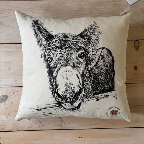 Rachel Dubber NWT M'asal Beag Dubh "My Little Black Donkey" Throw Pillow 18x18 - Picture 1 of 7